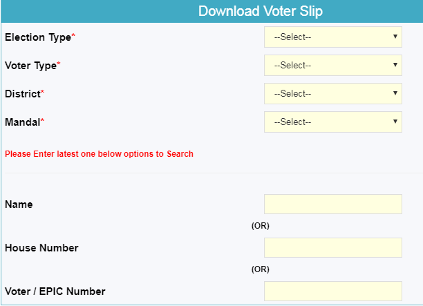 TS Assembly Election 2018 Voter Slip Download
